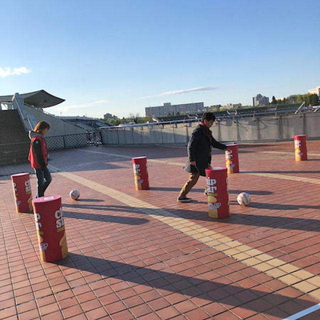 聖地・厚別でも人気のドリブルゲーム